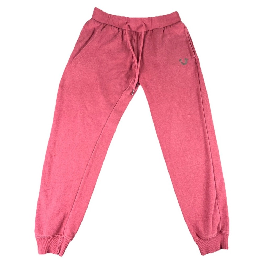 True Religion Joggers Mens Medium Red Sweatpants Logo Athleisure